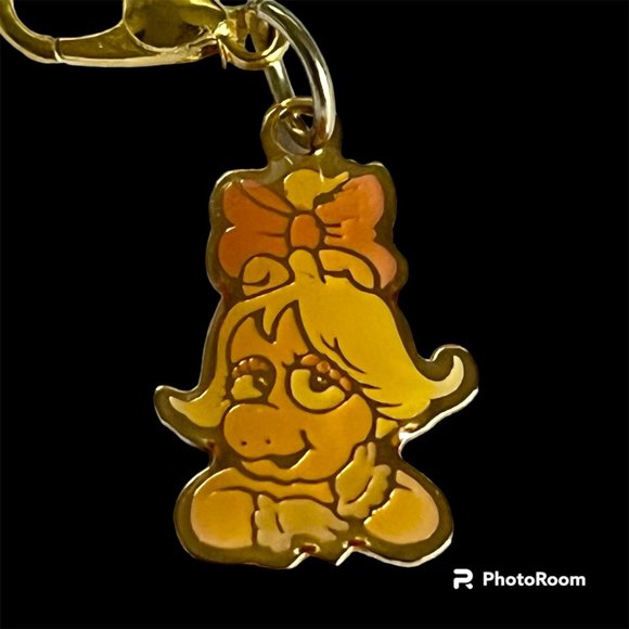 Vintage Miss Piggy Muppets Charm Zipper Pull Purse Clip On Signed Jim Henson - Picture 2 of 10
